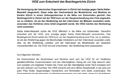 Medienmitteilung – VIOZ zum Entscheid des Bezirksgerichts Zürich